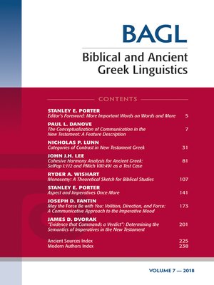 cover image of Biblical and Ancient Greek Linguistics, Volume 7